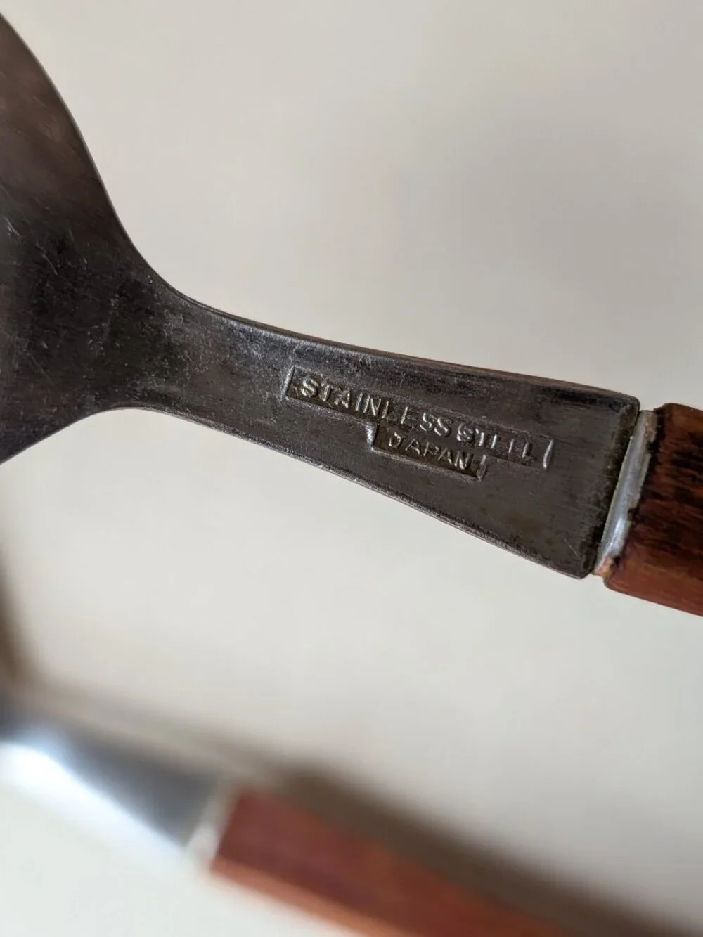 Vintage Stainless Steel and Teak Salad Servers | Japan Mid Century Modern